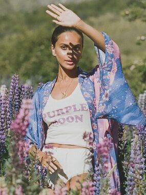 Spell Vintage Purple Moon Crop Tank XS